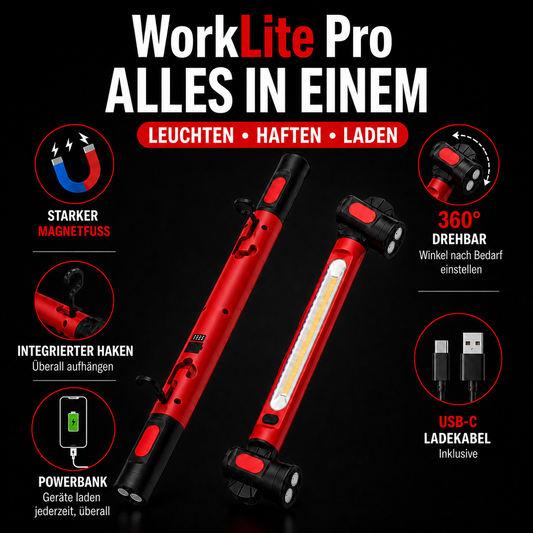 WorkLite Pro – Multifunktionslampe – Powerbank